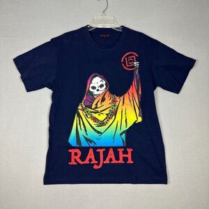 Clot Apparel Mens Medium Crewneck Rajah Graphic T-Shirt Blue Cotton Short Sleeve
